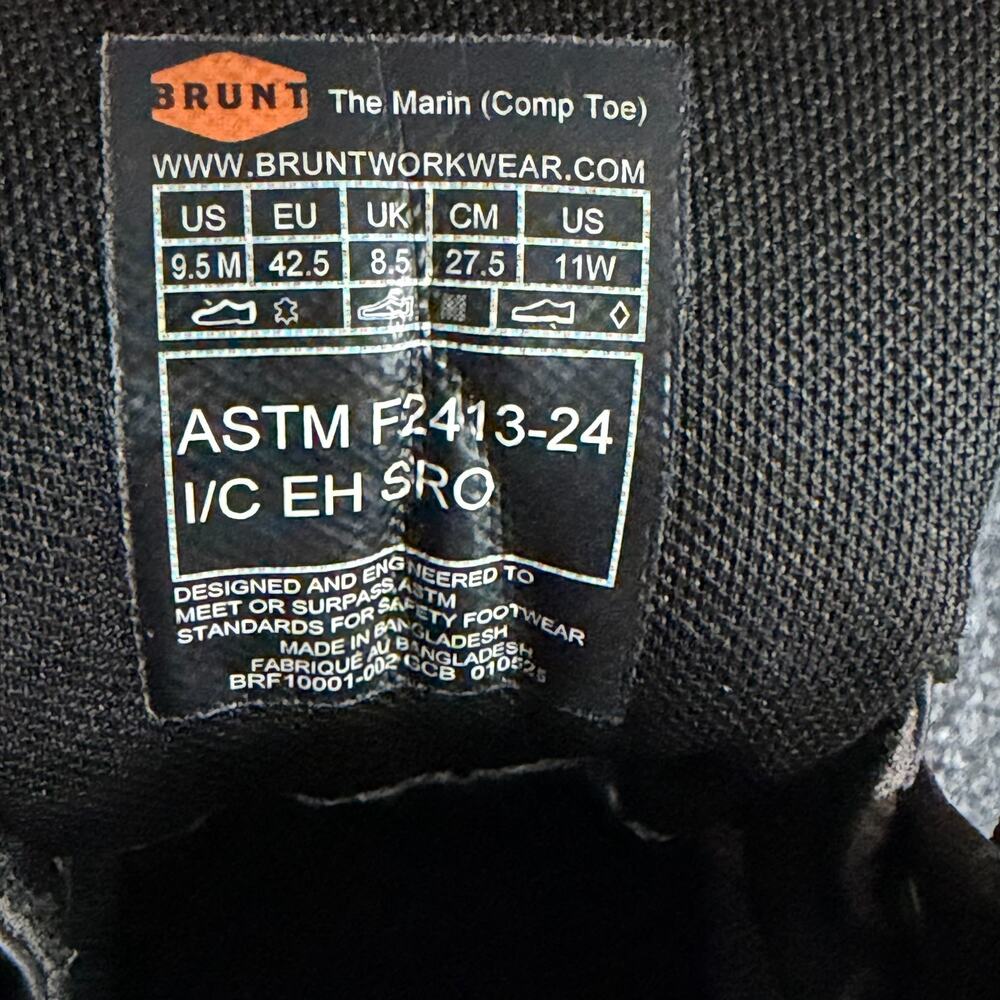 Brunt The Marin Waterproof (Comp Toe) 6" Comp Toe Work Boot, Black Size 9.5 - Picture 12 of 12